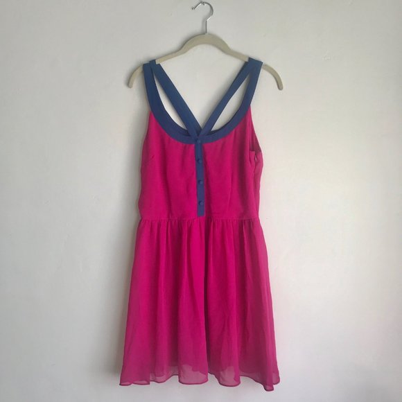 FOREVER 21 / Pink & Blue Flowy Dress - Picture 1 of 7
